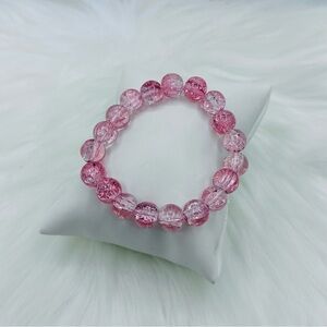 Crystal Bubble Gum Pink Beaded 10mm Beads Bracelet